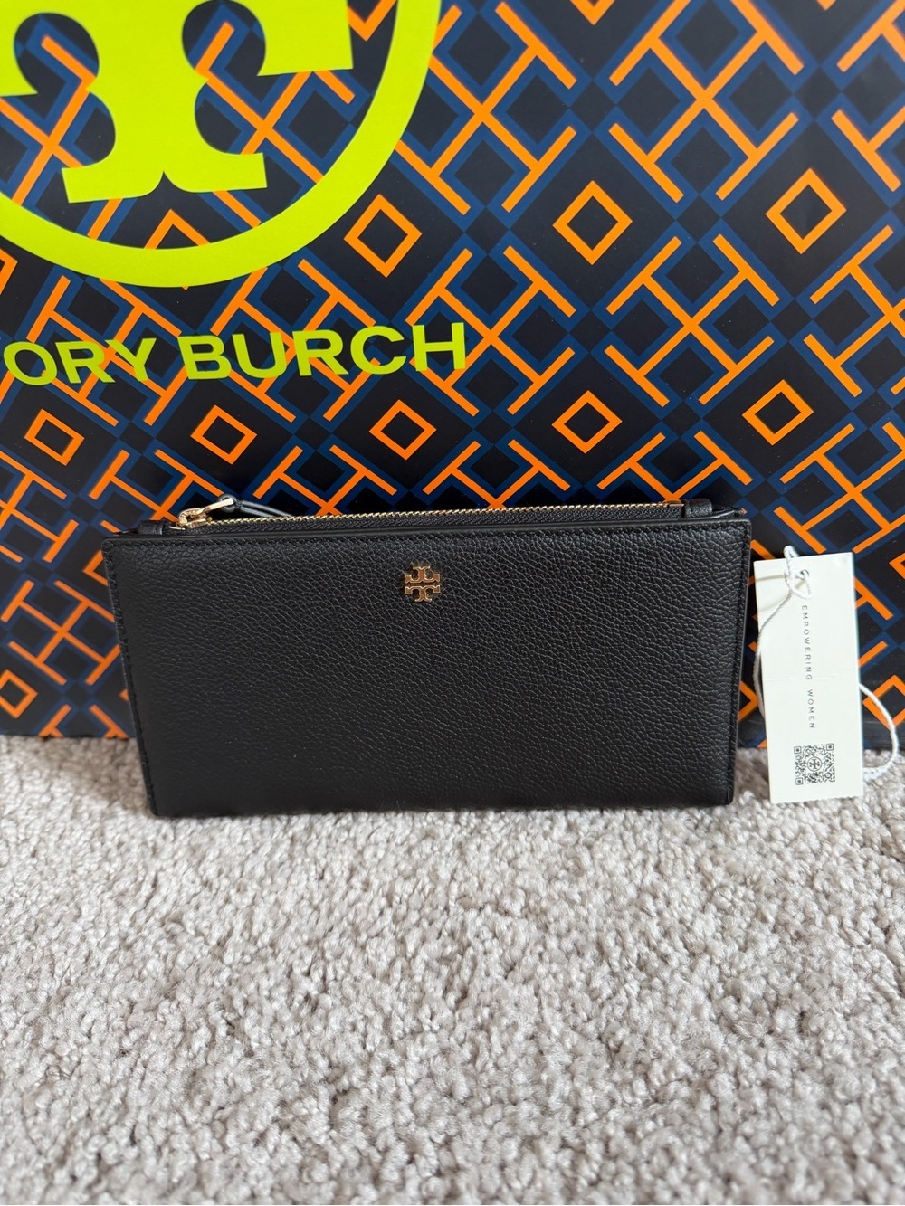Tory Burch Blake Slim Wallet Black Gold